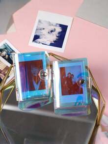 SHEIN 1/2/3/4 piezas Álbum de fotos de color aleatorio de 3 pulgadas Mini álbum de fotos láser Álbum de fotos Cuaderno Libro de almacenamiento de tarjetas pequeñas