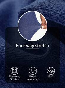 Flexra 女式高腰修身休闲百搭牛仔裤 - 藍色 - 查看 7