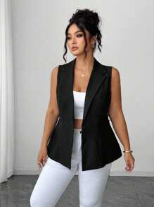 Elenzga لا تنفد أبدًا من الأناقة، مجموعة الأناقة الغريبة (أنا بحالة سيئة) (جمالية الأربعاء) بلوزة كبيرة الحجم من قماش منسوج أنيقة وقابلة للتنوع، تصميم ياقة مميز، خط أميرة لتنحيف الخصر، زخرفة إبزيم معدني، بدون أكمام، مناسبة للتنقل والتسوق والترفيه، مناسبة لمناسبات متعددة، جذابة للتصوير، قماش مريح، طراز مميز، أداء عالي الجودة