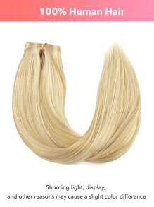Seamless Clip Ins 7 PIEZAS Extensiones de cabello humano sin costuras de PU 100% cabello humano real de 14-22 pulgadas, color rubio balayage ombre, con piel de trama, extensiones de cabello Remy con clip, 110G - S16/613 - Ver 3