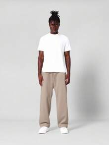 SUMWON Pantalones jogger de entrepierna caída, ropa de estar en casa, pantalones de chándal de felpa cómoda, pierna ancha, ajuste relajado, cintura con cordón, comodidad invernal, uso casual diario - Caqui - Ver 3