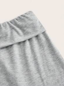 SHEIN EZwear 2 件女士休闲加州字母刺绣贴布高腰阔腿直筒裤，适合夏季 - 彩色 - 查看 8
