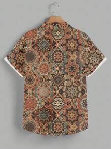 Manfinity Homme Carpet Retro Pattern Fashion Casual All-Over Print Men's Standard Fit Short Sleeve Polo Shirt - Multicolor - View 5