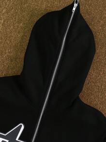 Manfinity Roghcode Sudadera con capucha con forro térmico para hombre, para otoño e invierno, parte superior de manga larga - Negro - Ver 3