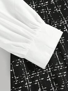 少女优雅公主风粗花呢印花甜美可爱拼接连衣裙，时尚休闲百搭，适合各种场合，如派对、典礼、学校等。