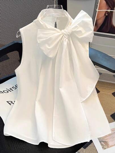 Regalyn Blusa de mujer de tallas grandes, elegante, personalizada, versátil, de uso casual y para ir al trabajo, con moño