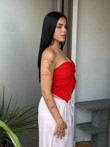 Lucia Bellido Cute Pink Summer Low Waist Casual Loose Trousers