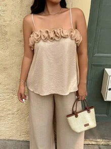 Weeklong 2 Stücke Set große Größen mit Spaghetti-Träger Top und Hose, modisch für den Sommer