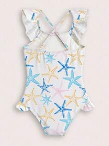 Sparklyn Kleine Mädchen Einteiler Badeanzug mit Seestern Muster, Strand/Resort - Verschiedenfarbig - Übersicht 2