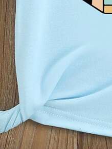 SHEIN Back To School Cute Pencil Print Casual Mint Green Short Sleeve T-Shirt For Young Girl Back To School Shirt Kids Inspirational Shirts For Kids School Clothes Tween Girls T Shirts 2nd Grade Shirt Kids Second Grade Shirt Girls - Blue - View 7