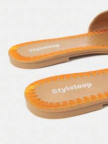 Styleloop Women's Flat Woven Sandals, Bohemian Style For Vacation - Orange - View 5