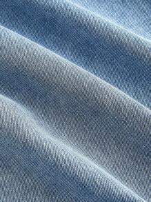 SHEIN MOD 女士口袋宽松阔腿休闲百搭牛仔裤 - 淺色水洗藍 - 查看 4