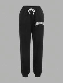 SHEIN Essnce 女士休闲百搭字母印花运动裤 - 彩色 - 查看 7