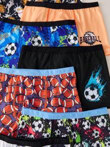 10pcs/Pack Tween Boys' Football, Basketball, Rugby Sports Graphic Print Boxer Briefs Boys Boxers Pack Underpants For Boys Toddler Boy Boxers Fall Winter