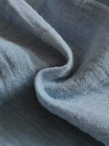 SHEIN Vintaside Kids 幼儿男童可爱舒适休闲时尚褶皱纱布浅蓝色连帽长袖开衫上衣和裤子套装 - 霧霾藍 - 查看 8