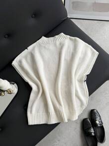 Firerie Suéter informal de punto con decoración floral 3D, talla grande, para primavera/otoño