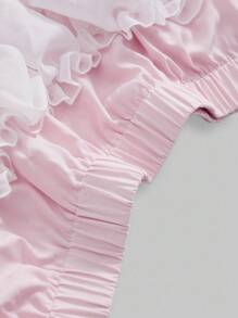 ROMWE Kawaii 大码女式荷叶边层叠短裤，夏季，情人节 - 淺粉色 - 查看 3