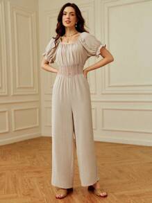 Omancia 女士休闲镂空拼布设计连体裤，适合外出、家居服、感恩节、万圣节、教师装、秋夏季