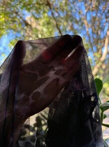 Lavishia 女士优雅复古黑白波尔卡圆点透视网眼立领长袖修身针织上衣 - 彩色 - 查看 5