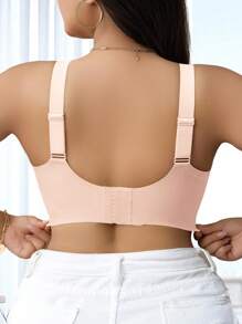 NudeFit Sujetador sin costuras para mujer de talla grande con tiras de gel, apoyo suave y inalámbrico con copa con molde - Rosa coral - Ver 6