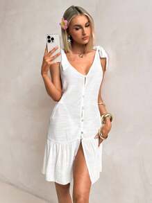 Swim Chiccia Women's Solid Color Sleeveless Kimono Cover Up, Suitable For Beach & Vacation For Summer