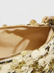 CUCCOO SZL 1pc Gold-Tone Glittery Crescent Moon Shape PVC Shoulder Bag For Women - Gold - View 7