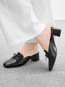 CUCCOO BIZCHIC 女士经典低跟露跟平底鞋，黑色 - 黑色 - 查看 3