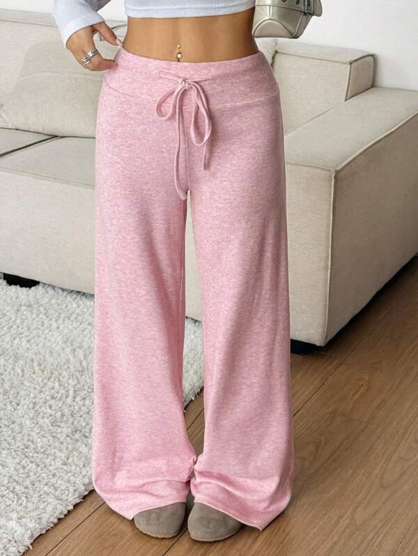 SHEIN EZwear Casual Fashion Versatile Minimalist Loose Drawstring Wide Leg Sweatpants For Women,Fall Women Clothes