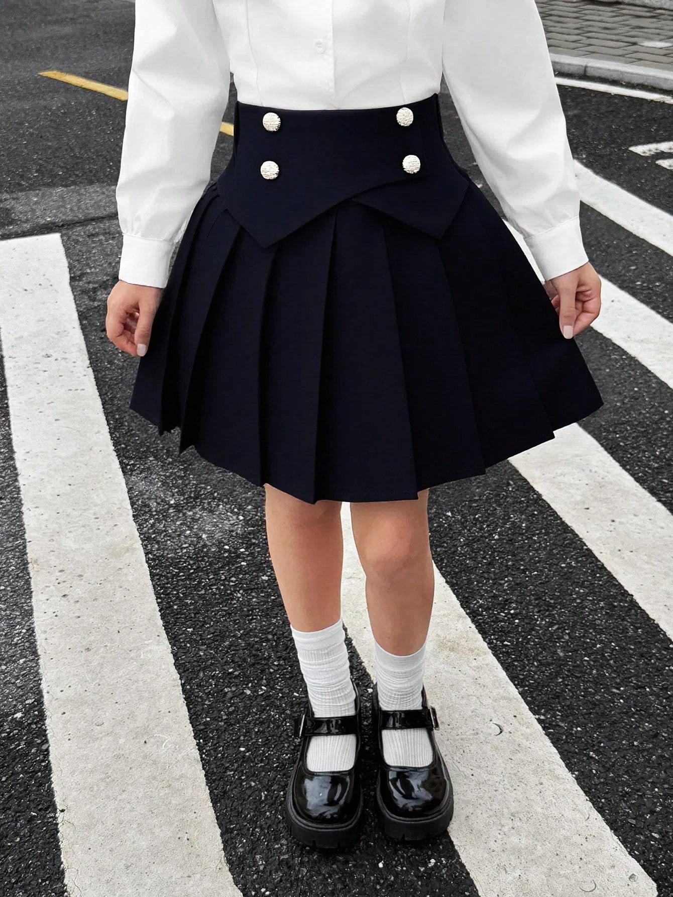 Sparklyn تنورة مصغرة متموجة باللون الأسود للفتيات...