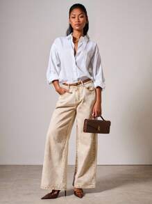 COSMINA Denim Damen Lässig Vintage Weit geschnittene Jeans - Aprikosenfarben - Übersicht 3