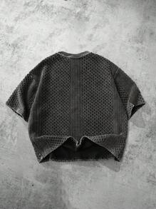 PAVTROS Manfinity Streetrush 男士年轻街头风短袖T恤，采用清爽卫衣面料，修身剪裁，简约珍珠光泽设计，融合现代时尚与街头风格，简约时尚，独具一格，适合日常搭配，时尚潮流，街头服饰，休闲聚会，节日礼物，男女皆宜的图案T恤，嘻哈街头风，送给男朋友的礼物，男士街头服饰，万圣节派对 - 黑色 - 查看 2