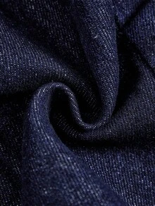 SHEIN MOD 大码蝴蝶结装饰露背挂脖牛仔衬衫 - 深色水洗藍 - 查看 7