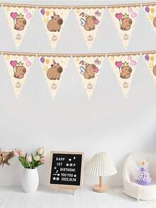 12 CÁI Trang Trí Tiệc Capibara Biểu Ngữ Cờ Đuôi Nheo Chủ Đề Cờ Tam Giác Vòng Hoa Biểu Ngữ Ngoài Trời Trong Nhà Trang Trí Tiệc Sinh Nhật Cá Heo Đáng Yêu Vật Dụng - Nhiều màu - Xem 3