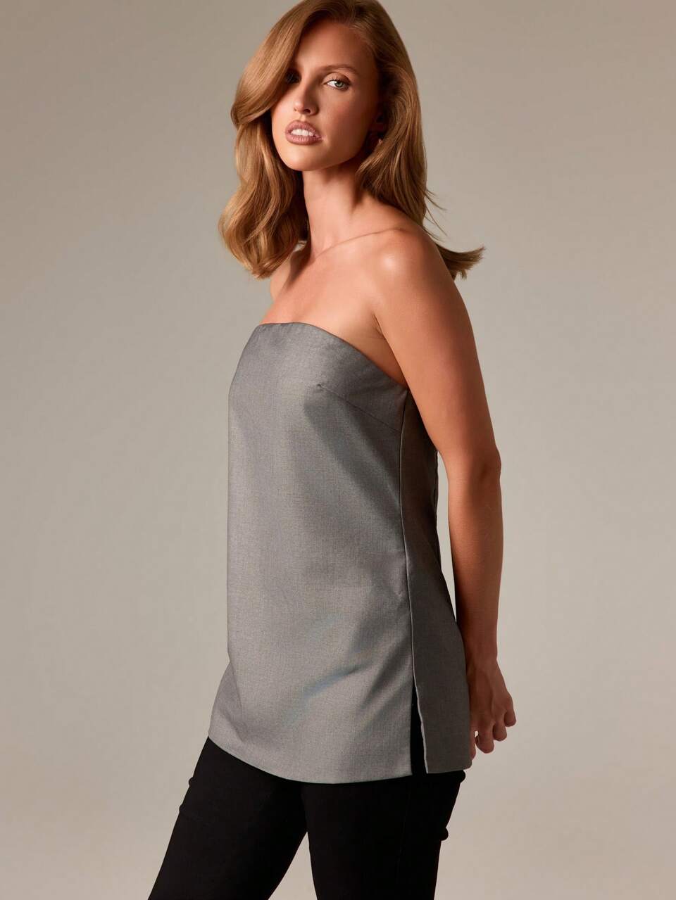 Tailored Strapless Bandeau Top With Clean Lines