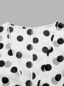 Flirla 大码女装时尚夏季碎花雪纺连衣裙和夹克优雅两件套 - 黑與白 - 查看 5