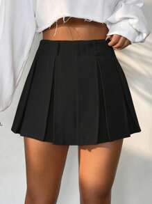 Flirla Skort unicolor con fruncido - Negro - Ver 1