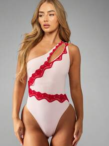 MISSGUIDED One Shoulder Swimsuit Elegant Cut Out Detail High Cut Leg Beach Pool Swimming Monokini Holiday Vacation Asymmetric Neckline Bathing Suit - Pink - View 3