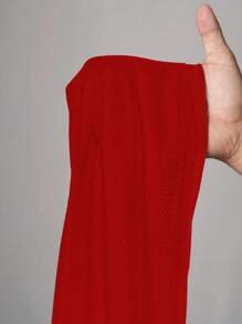 Slaydiva Plus Size Minimalist Number Print V-Neck T-Shirt, Casual Sporty Style, Suitable For Summer - Red - View 8