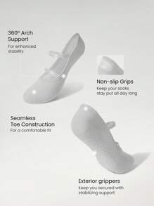 GLOWMODE 3 Pairs Yoga & Pilates Non-Slip Grip Socks With Seamless Toe Construction Yoga Daily - Dusty Purple - View 4