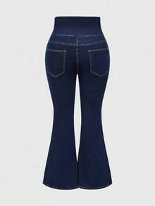 ROMWE EDITION Plus Size Lace Up Skinny Pocket Flare Leg Jeans