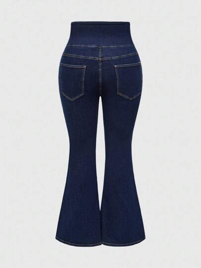Kawaii Plus Size Lace Up Skinny Pocket Flare Leg Jeans