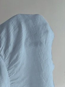 Franclia Áo hai dây nữ dễ thương màu trơn vải xếp ly hồng, áo mùa hè màu xanh dương, áo màu xanh baby, áo nữ màu xanh nhạt, áo babydoll nữ, áo mùa hè nữ - Màu xanh bụi bặm - Xem 6