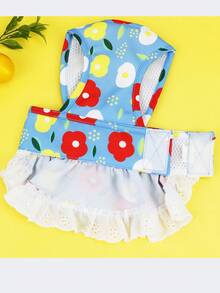 PETSIN Blue Vacation Style Cute Leash Pet Dress - Blue - View 3