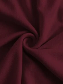 SHEIN MOD 95%纯棉女士酒红色船领喇叭袖侧边褶皱时尚T恤 – 情人节、约会、派对、正式活动、鸡尾酒会、度假、婚礼、周年纪念、伴娘、婚礼宾客、新娘送礼会、仙女风、海滨度假、西部风情节 - 彩色 - 查看 6