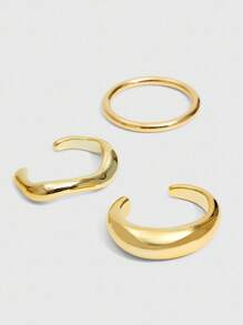 CUCCOO SZL 3 件金色粗手链套装女士防水手镯套装基本款设计叠层手链