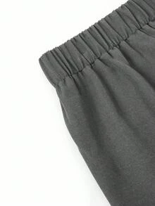 SHEIN Clasi Pantaloni casual a gamba ampia tinta unita di taglia curvy - Grigio Scuro - Visualizzare 4