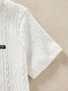 Mirajuku Boys' Casual Textured Polo Shirt, Collared T-Shirt, Fashion Summer New Arrival Boys Knit Polo Shirt Boys Short Sleeve Polo Shirt Boys Collared Knit Shirt Toddler Polo Shirt - White - View 4