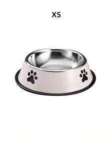 1PC大容量不锈钢宠物碗带爪印图案防滑耐用狗碗适用于中大型犬喂食饮水碗宠物用品狗配件宠物爱好者礼物 - 白色 - 查看 15