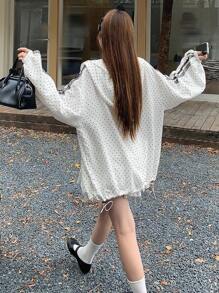 DAZY 女式波点印花蕾丝边连帽外套（秋冬款）