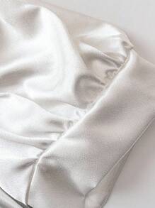 SHEIN PETITE CURVE 色块拼接优雅精致腰部收紧短袖连衣裙 - 黑與白 - 查看 5